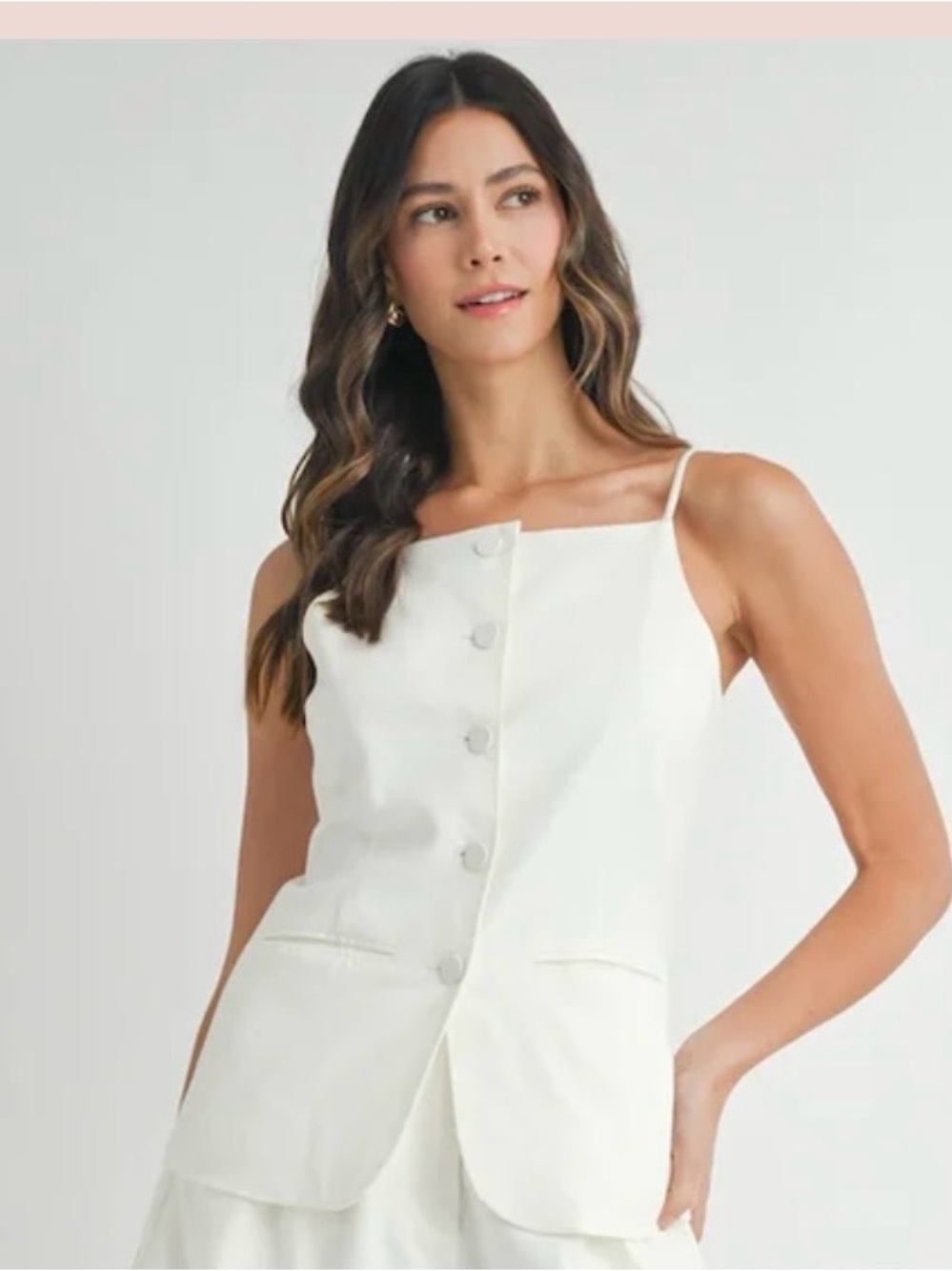 NWOT Rachel Zoe White Linen Sleeveless Button-Front Vest - Picture 3 of 9